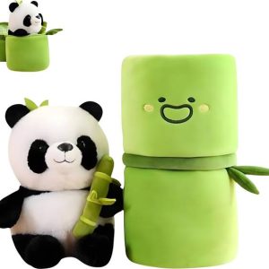 MiniJoy Bamboo Panda Soft Toy - Black & White, 25 cm He...