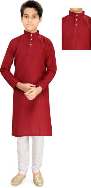 vuriq Boys Solid Cotton Blend Straight Kurta