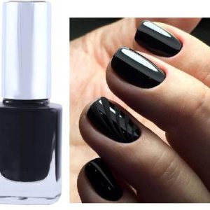 HUZURLU New Black Nail Polish for Women Glossy Finish B...