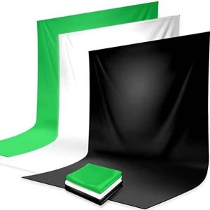 Hiffin 3 Pcs 8X12Ft Black|White|Green Backdrop Photo St...