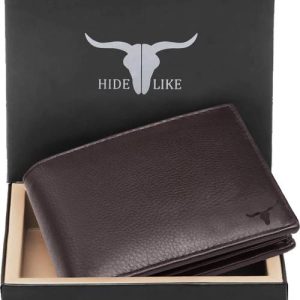 HIDE LIKE Men Trendy, Casual, Formal Brown Genuine Leather RFID ...