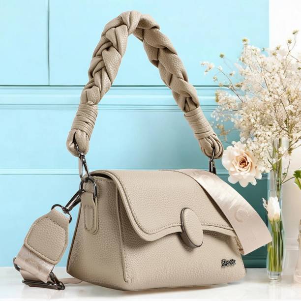 Exotic White Women Sling Bag Flap Design Texture Sling Bag