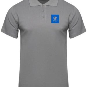 PrintHolic Couple Printed Polo Neck Polyester Grey T-Shirt