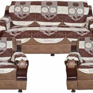 pk craft Polycotton Embroidered 3+2 Seater Sofa Cover