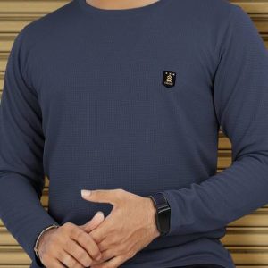 VeBNoR Men Solid Round Neck Polyester Grey T-Shirt