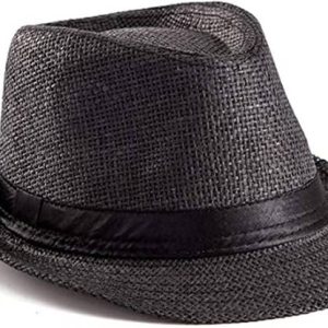 Adorazone Boy's & Girl's Straw Fedora Short Brim Hat (2...