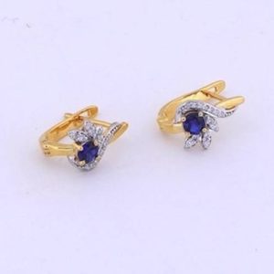 Bliss diamonds Yellow Gold 18kt Diamond, Sapphire Clip-...