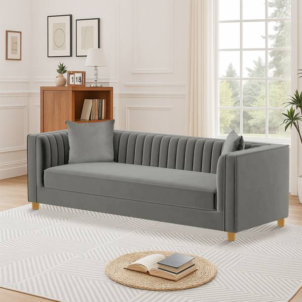 Flipkart Perfect Homes Wooden 3 Seater Sofa Fabric 3 Se...