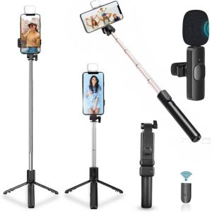 GADGETSWEAR (Combo with Wireless K8 Mic) Selfie Stick w...