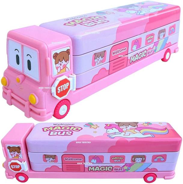 Devam School Bus Metal Pencil Box With Moving Tyres And...