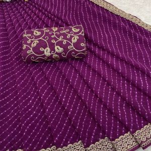 RHG Fashion Printed Bandhani Georgette Saree
