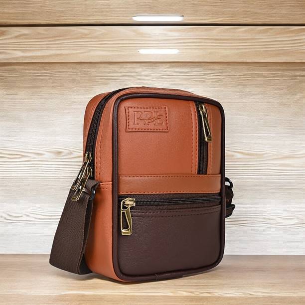 Pramadda Pure Luxury Tan Men Sling Bag Benjamin Leather Sling Bag For Men Wo...