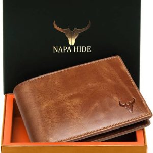 napa hide Men Tan Genuine Leather RFID Wallet - Regular Size