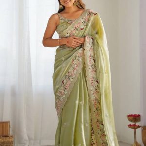 Sareemall Embellished Bollywood Organza Saree