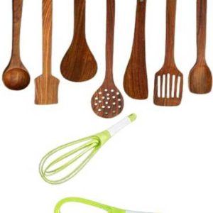 WOODINCLINE Kitchen Spoon Set Serving And Baking Utensi...