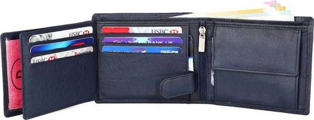 ree cope Men Blue Genuine Leather RFID Wallet