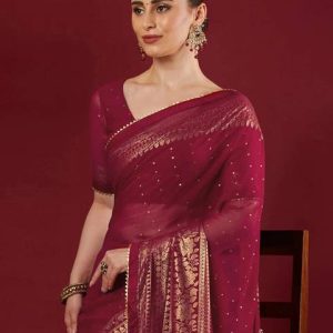 Samah Printed, Embellished Bollywood Georgette Saree