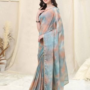 MIRCHI FASHION Printed, Color Block, Embellished Bollywood Chiffon, Ge...