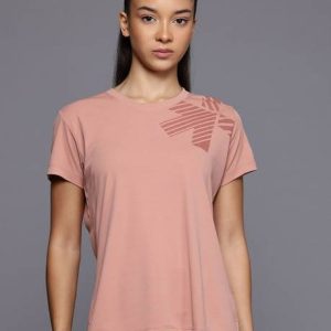 HRX by Hrithik Roshan Women Solid Round Neck Polyester Orange T-Shirt