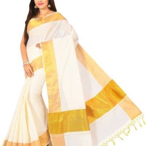 Gugaliya Embroidered Kasavu Pure Cotton Saree