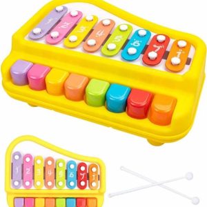 HappyBive Musical 2 in 1 Xylophone Piano Toys for Kids-...