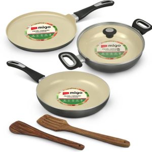 IMPEX Ceramic Cookware set 6 Pcs | Tawa, Frypan, Kadai ...