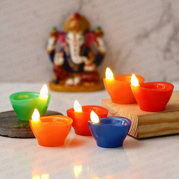 CW Dreamica Pack Of 6 Fancy LED Water Sensor Diya Candl...