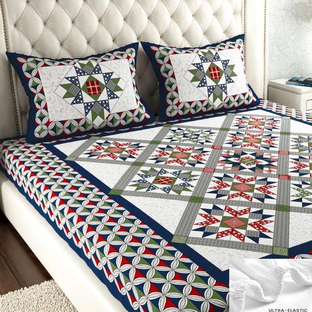 Fashancy 300 TC Cotton Double Jaipuri Prints Fitted (El...