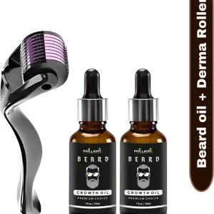 Phillauri Men Beard Growth Oil and Derma roller 0.5mm