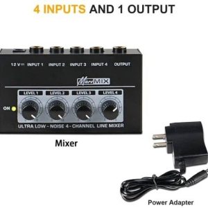 Adiohub Ultra Low Noise 4 Channels Line Mixer For PC/Re...