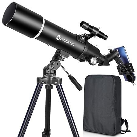 EACONN Telescopes for Adults Astronomy, 80mm Aperture 600mm Refractor Telescope for Beginners, Compact and Portable Travel Telescopio with Backpack