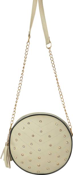 Pramadda Pure Luxury Green Women Sling Bag - Regular Size Studded Round Slin...
