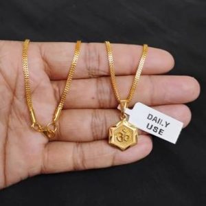 Sonutrade Om pendant locket with box chain 2 line daily wear Gold...