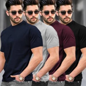 TRIPR Pack of 4 Men Solid Round Neck Cotton Blend Multicolor ...