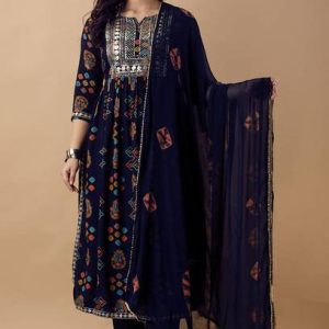 Ewedoos Women Viscose Rayon Kurta Pant Dupatta Set
