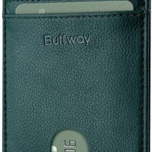 Buffway Men Casual Green Genuine Leather RFID Card Holder