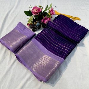 RAAVIENTERPRISE Striped Mysore Silk Blend Saree