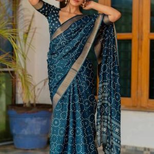 MIRCHI FASHION Printed, Blocked Printed Bandhani Cotton Silk, Cotton B...