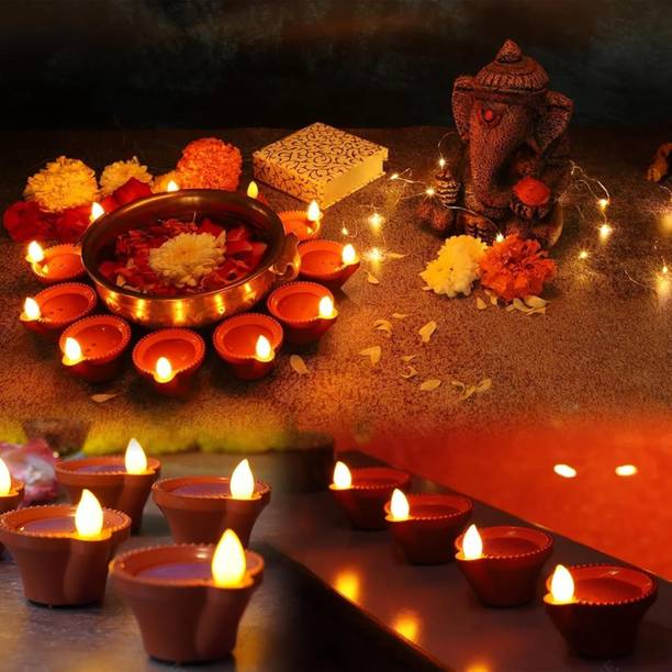 Da Novira Premium Warm Ambient Water Sensor Diya_Diwali...