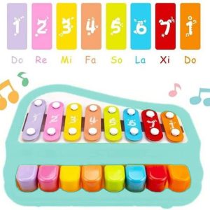 J K INTERNATIONAL 2 in 1 Baby Piano Xylophone Toy, 8 Mu...