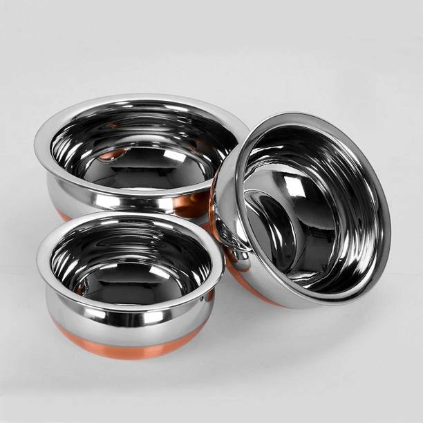 eppyz Copper Bottom Handi Pot 3 Piece Set/Steel Handi S...