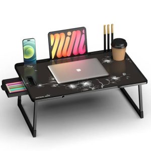 HASMUN BLACK FLOWER US BIDING Wood Portable Laptop Tabl...