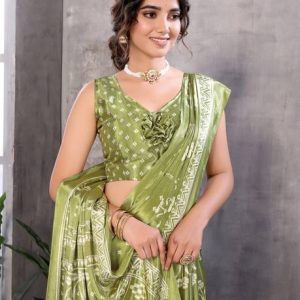 YASHIKA Floral Print Bollywood Tussar Silk Saree