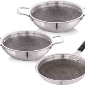 NIRLON Prima Honeycomb Triply Cookware Set|Fry Pan 24cm...