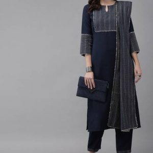 Lamba Creations Women Viscose Rayon Kurta Pant Dupatta Set