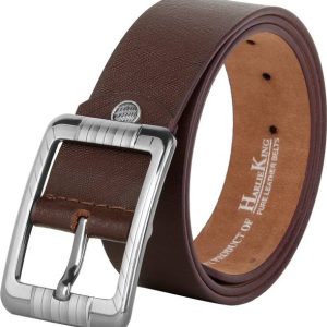 Harlie King Men Brown Genuine Leather Belt