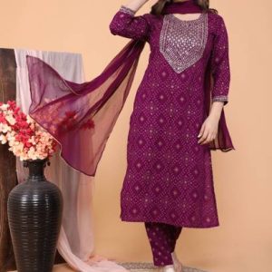 GVS SHOPPE Printed Kurta, Palazzo & Dupatta Set