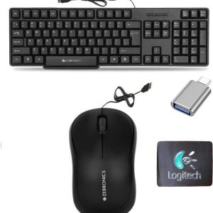 ZEBRONICS K20 Keyboard, Comfort Mouse, MousePad, ,C-OTG...