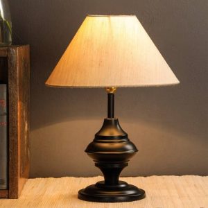 foziq 10" Beige Cotton Table Lamp