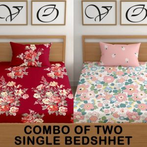 CG Homes 160 TC Cotton Single Printed Flat Bedsheet
